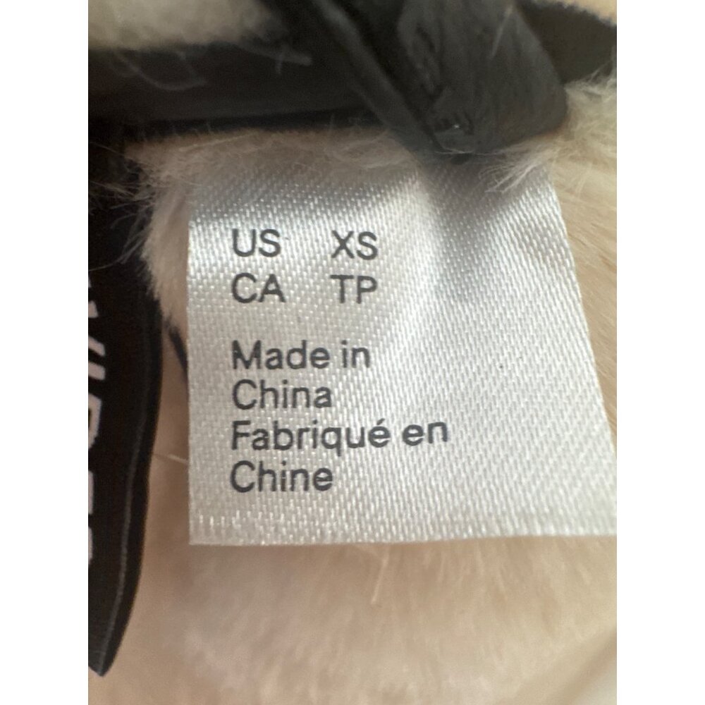 H&M Womens XS Black Faux Leather & Cream Faux Fur Trim Jacket - Picture 4 of 15